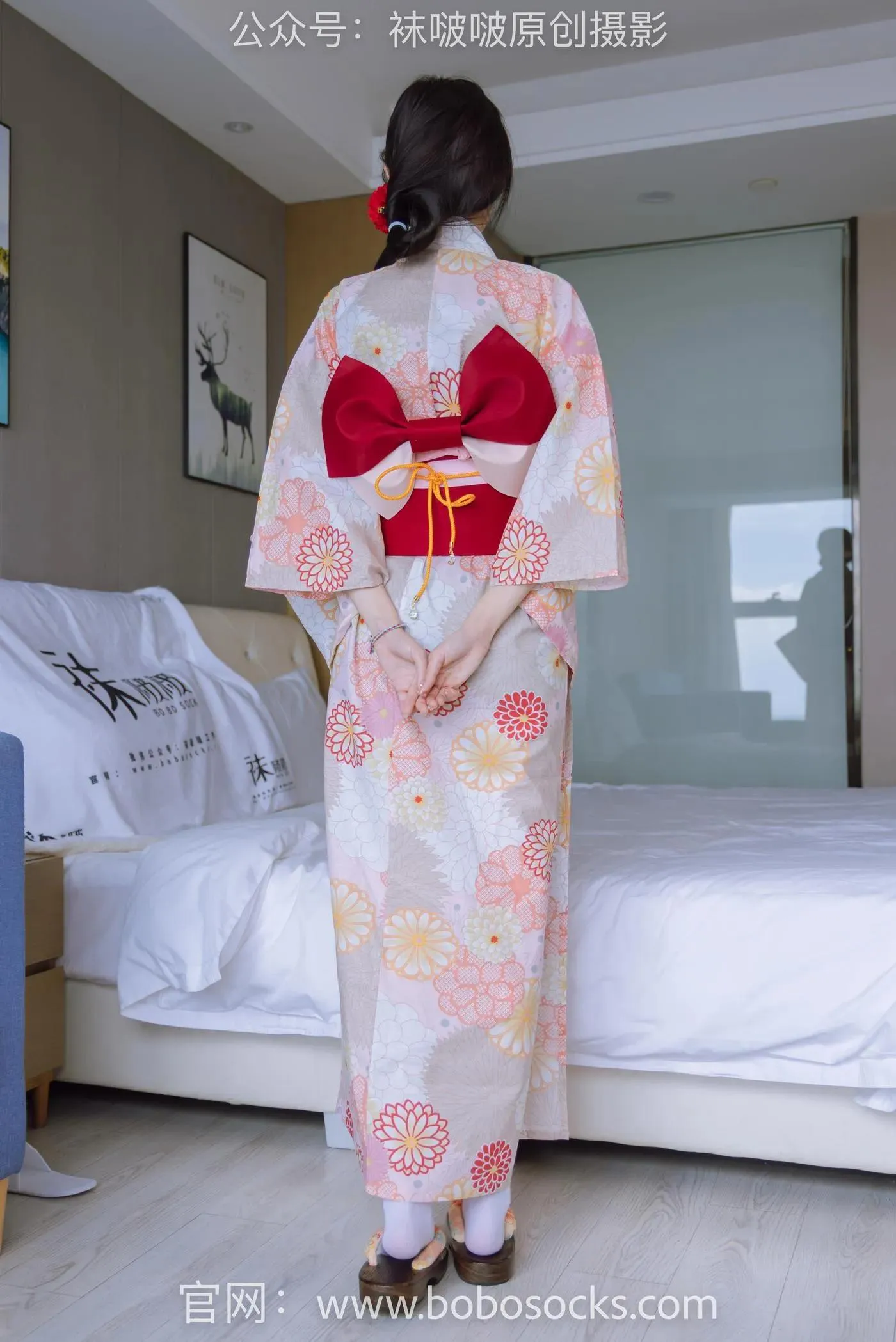 [BoBoSocks袜啵啵]NO.137 稚予-木屐、分指白棉袜、裸足、和风浴衣 [170P]插图3